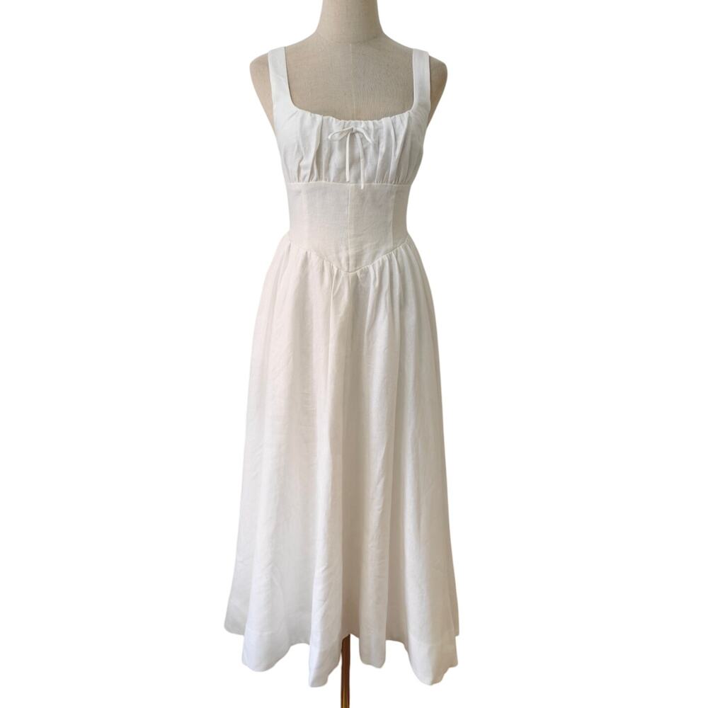 Reformation White Balia Linen Dress US 6 - Picture 6 of 13